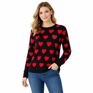 Charter Club Black Valentine Heart Sweater with Sequin Accents Size Petite XL